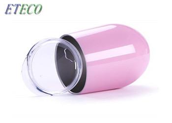 Easy Hold Cute Iced Coffee Tumbler , Insulated Stainless Steel Wine Glasses With Lid