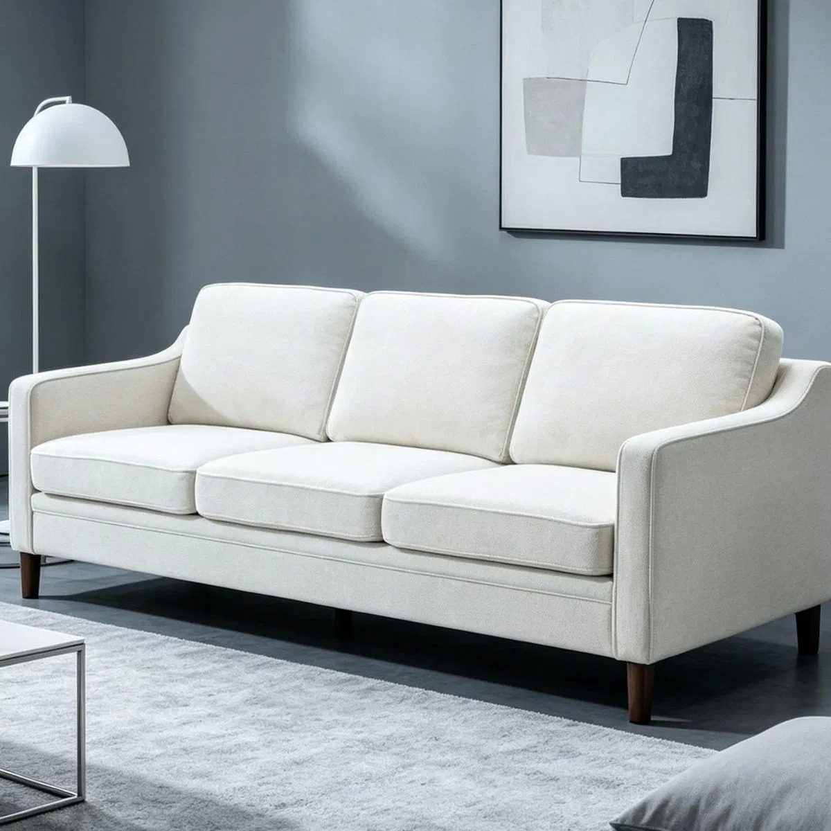 Guest Friendly Three Seater Upholstered Sofa for Home Living Room Visitor Reception Needs