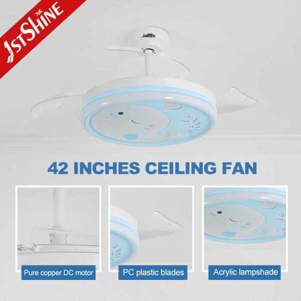 Ventilador de teto LED de 42 polegadas com lâminas ocultas e dimmer de suporte de luz 50000 horas de trabalho