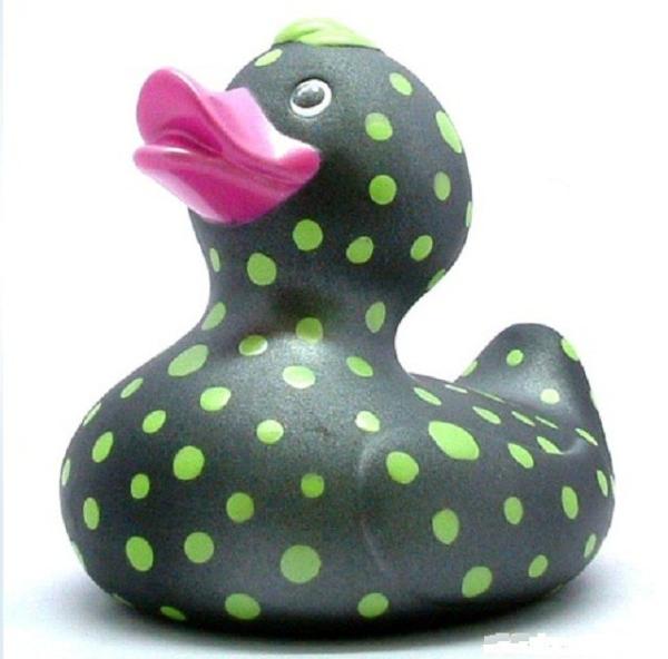 Dot Painting Multi Colored Rubber Ducks Toy , Custom Mini Blue Rubber Ducks RoHS