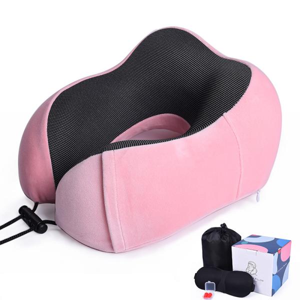 Comfortable Neck Support Pillow with Hood Memory Foam Roll Travel Pillow