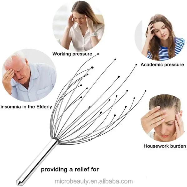 OEM Metal Head Massager Stick With Steel Balls Relaxing Hair Scalp Massage Comb