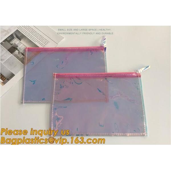 Holographic Factory Manufacture Custom Logo Transparent PVC Cosmetic Bag Women Travel Clear Wash Organizer Pouch Bagease