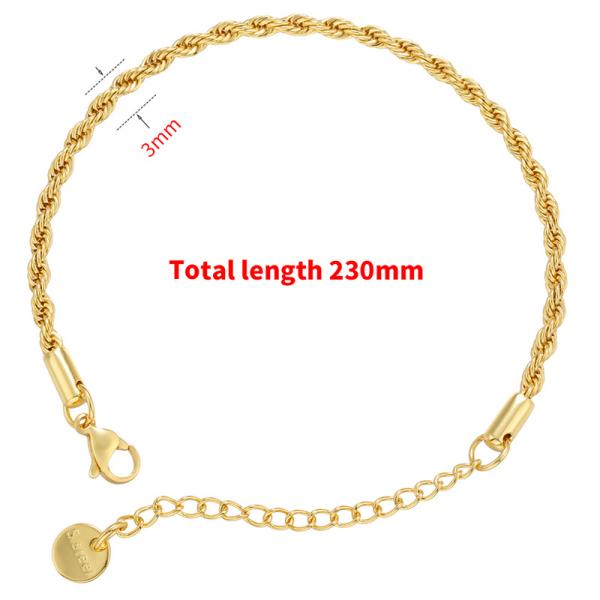 El oro de la pulsera de cadena del oro de WomenTwisted plateó la pulsera de acero inoxidable
