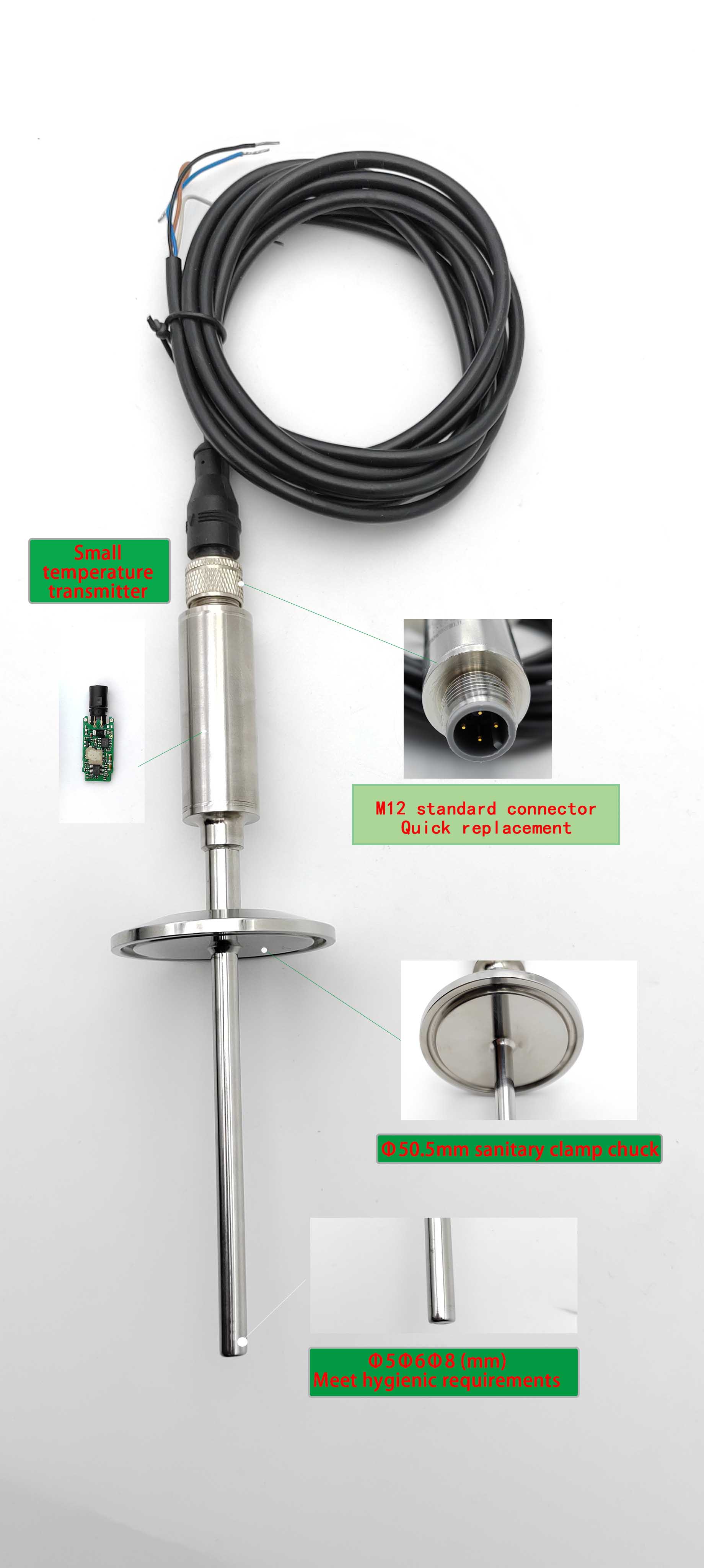 BAIRUI 316L Material Chuck Type Temperature Transmitter 4-20mA Compatible with GA2700 GA2500 TM4811