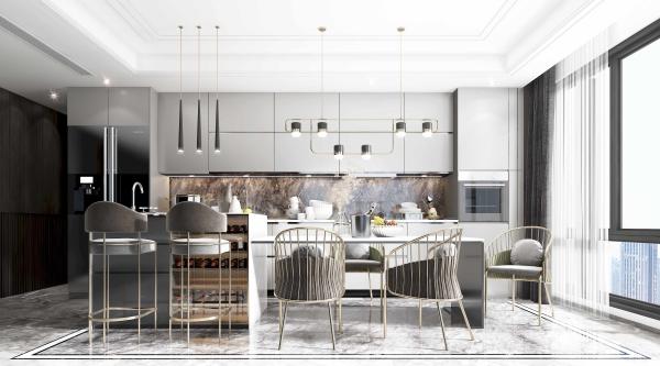 High Gloss OEM Furniture Modular Lacquer Kitchen Cabinets With Marble