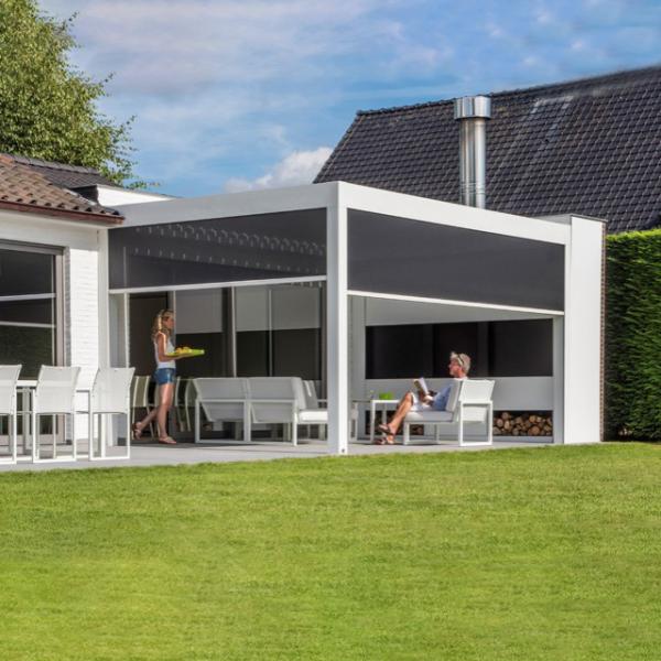 雨センサーによって隠される排水の電気自動アルミニウム屋根のパーゴラ