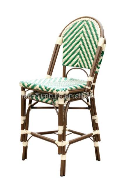 French Bistro Style Bar Stools Set Vintage Counter Height Stools with Cane Back