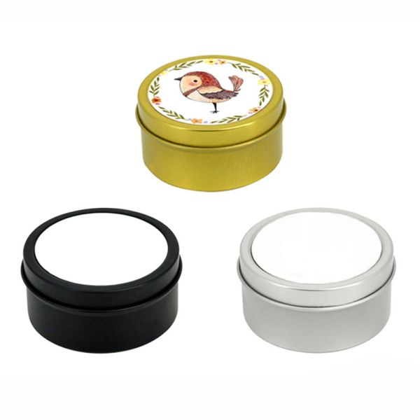 Sublimation Blank Metal Round Tin Box Metal Candle Jar Customized Printing Gift Metal Box