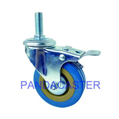 Roda rosqueada do rodízio do PVC 75mm de Rod Swivel com freio do fechamento