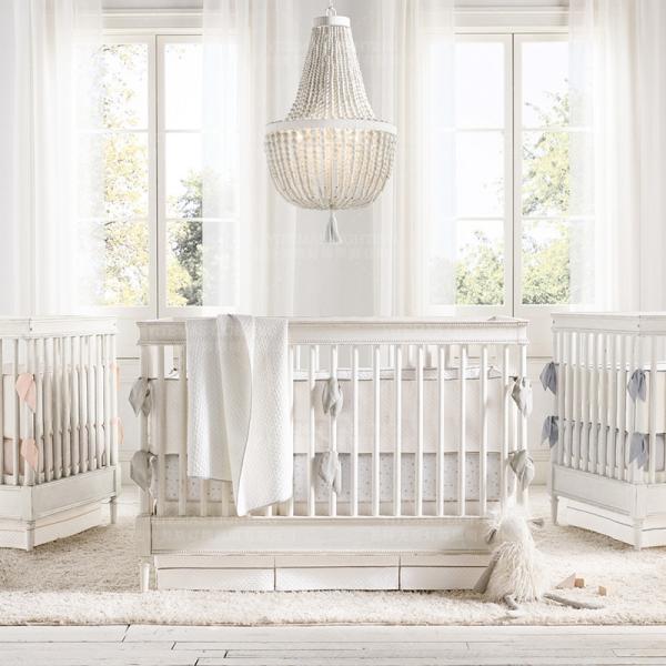 Weathered White wood beads chandelier lighting Pendant bedroom white chandelier(WH-CI-148)