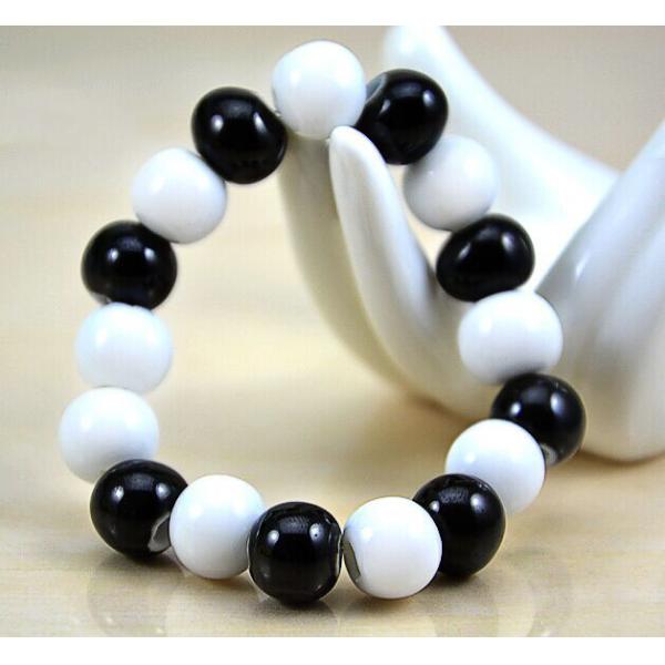 Black and white ceramic jewelry national wind porcelain beads bracelet fashion simple