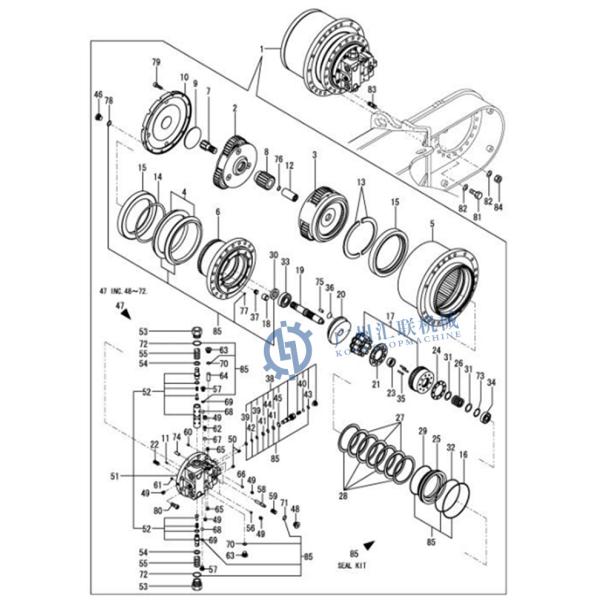 Excavator Spare Parts Final Drive SH200A1 SH200A2 SH200A3 SH200A5 With Travel Motor