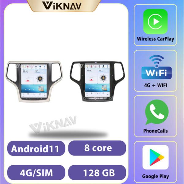 10.4 дюймовый Android авто стерео Для 2013-2020 Jeep Grand Cheroke Навигация GPS Мультимедийный DVD-плеер Беспроводной Carplay