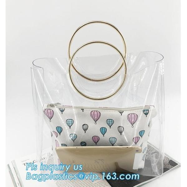 pvc shoulder bag girls one shoulder bag for college, transparent handbag tote shoulder PVC sling clear vinyl beach bag