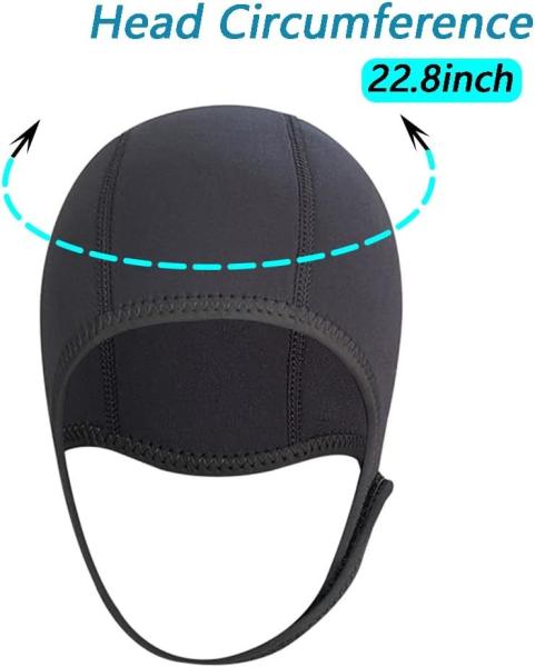 2.5mm Neoprene Dive Cap Surf Cap,Capela de Mergulho,Tapinha de Manguera térmica com Faixa de Chin,Tapinha à prova de vento para Surf Kayak Raf