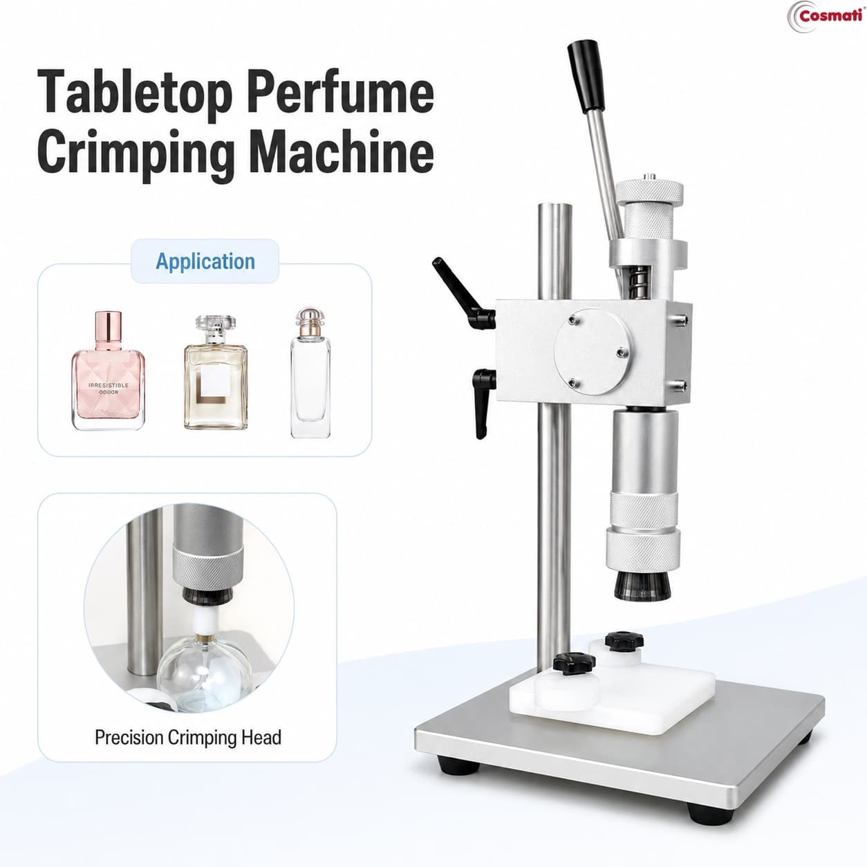 Tabletop Pneumatic Perfume Bottle Crimper Fragrance Spray Pump Collar Press Machine