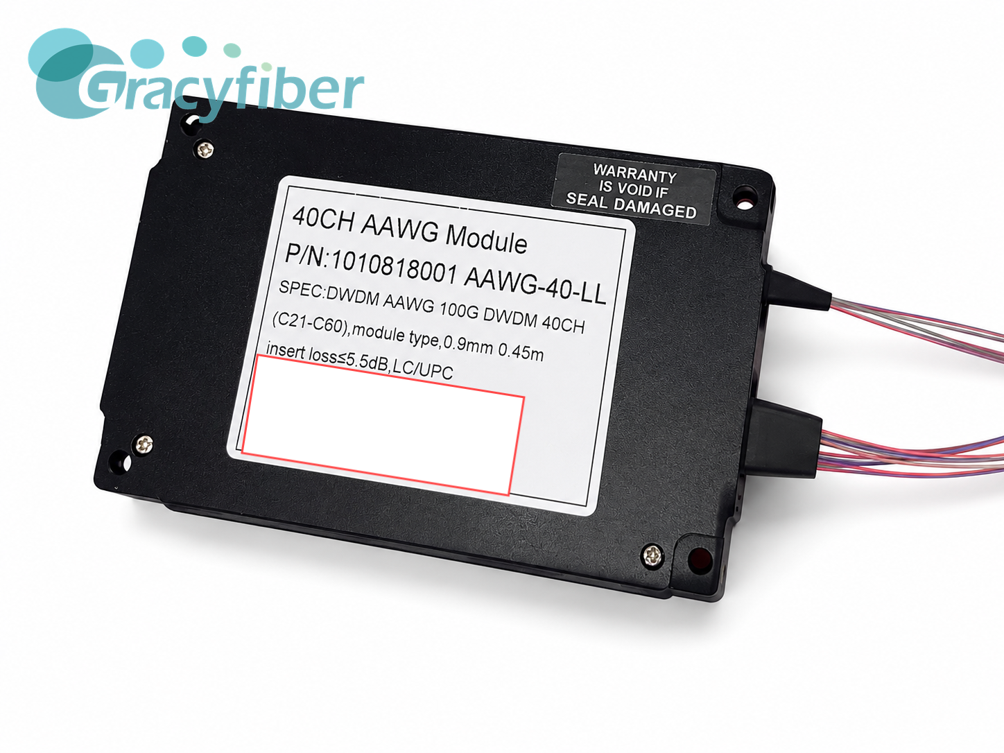 40 Channel 100GHz DWDM AAWG Module Flat Top C21 C60 Low Insertion Loss LC UPC Fiber Optic Multiplexer Demultiplexer