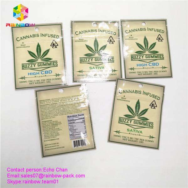 2018 cannabis novos infundiram os cummies buzzy saco alto de CBD/THC com a venda quente ziplock em CA