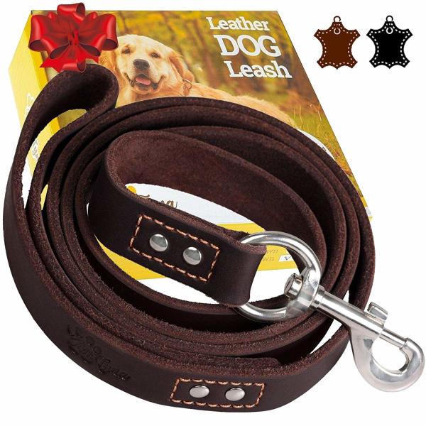 Trela de couro resistente superior do cão, ligação de passeio do treinamento do cão 6 pés por muito tempo