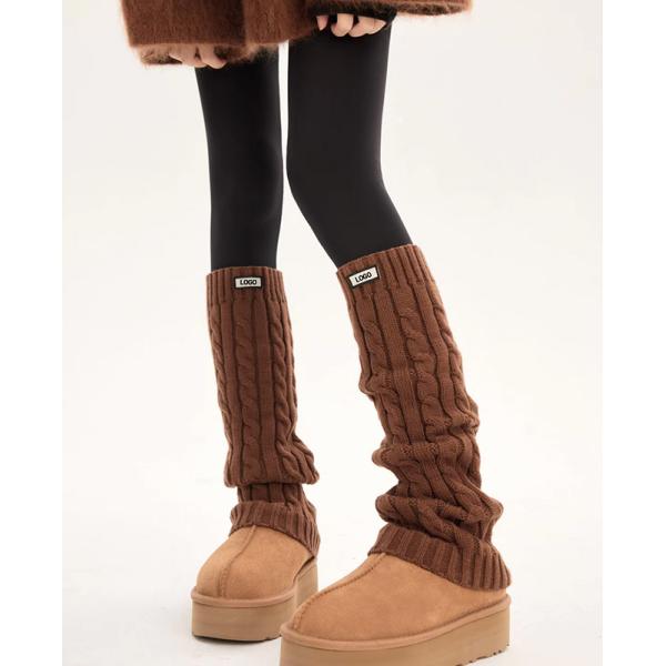 Étiquettes tissées pour femmes chauffants pour jambes d'hiver