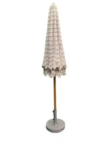 9 ft Commercial Market Umbrella Rope Tassel Macrame Parasol Popular Crochet Woven Umbrella