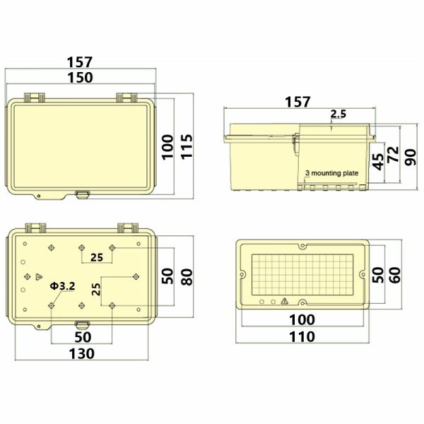 Syntax JK1A Wall Mounted Power Distribution Board Made in PC Electric Grey With Stainless Steel Latches 100*150*90mm