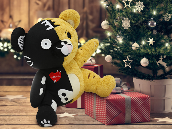 MorisMos Unisex Large Skeleton Teddy Bear Goth Plush Toy Stuffed Bear Birthday Party Decor Kids Adults Mother's Day Holiday