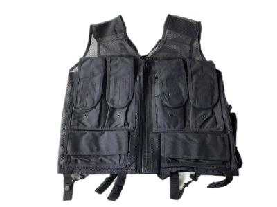 Black MOLLE Polyester Black Security Tactical Vest With Zippers And Buttons