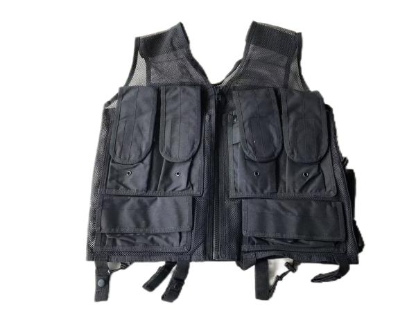 Polyester Black Security Tactical Vest With Zippers And Buttons