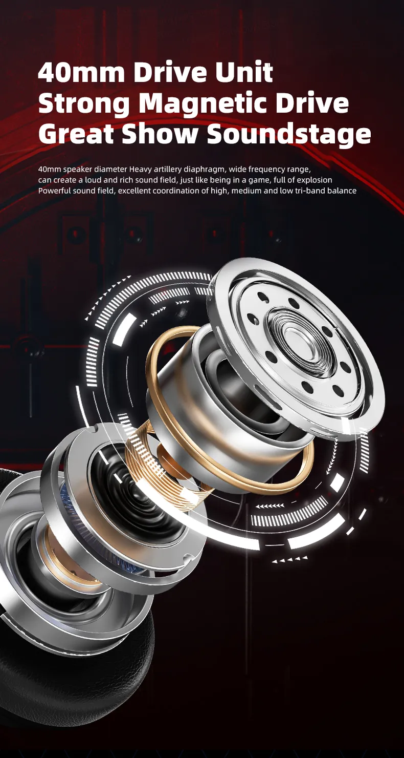 Lenovo TH40 Foldable Over Ear Headphones Headset Noise Cancelling 3.5mm