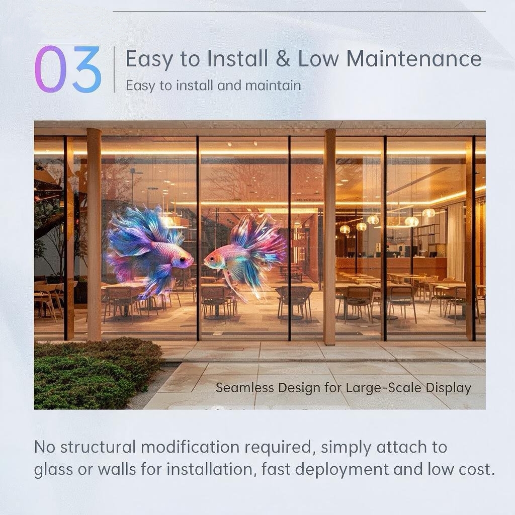 2mm 4mm Holographic Transparent Screen Achieving Naked Eye 3D Levitation Images