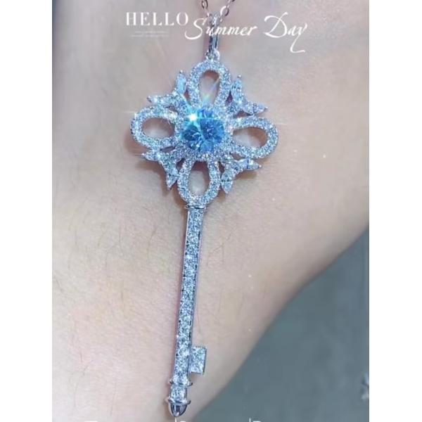 Лаборатория IGI выращенный бриллиант ювелирные изделия Синий круглый 18k Белое золото Замужество 1,05 карат