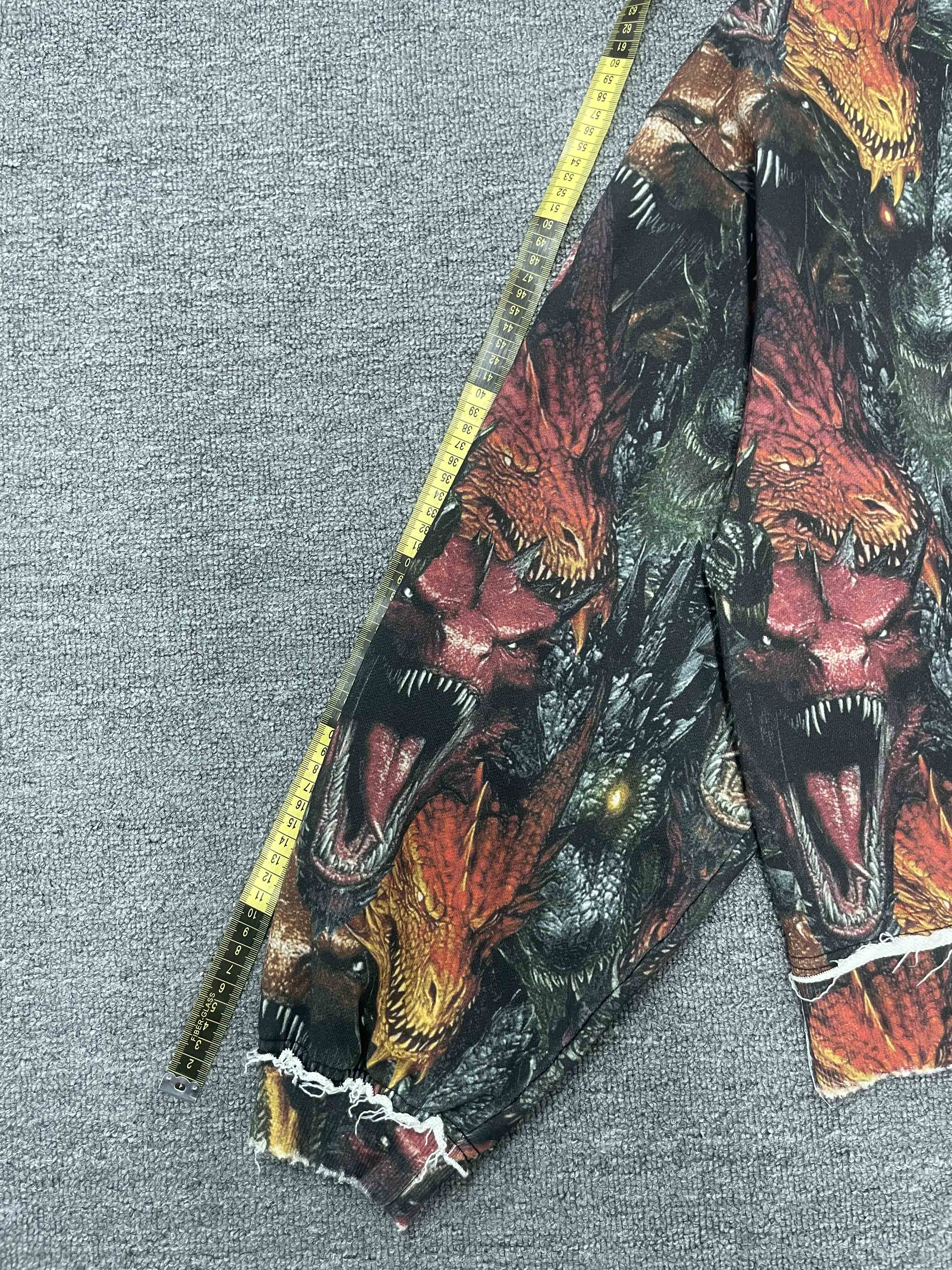Tianan Custom Cotton Hoodies All Over Print Camo Dragon Graphic Embroidery Distressed Raw Hem Oversized Streetwear Men's Hoodie