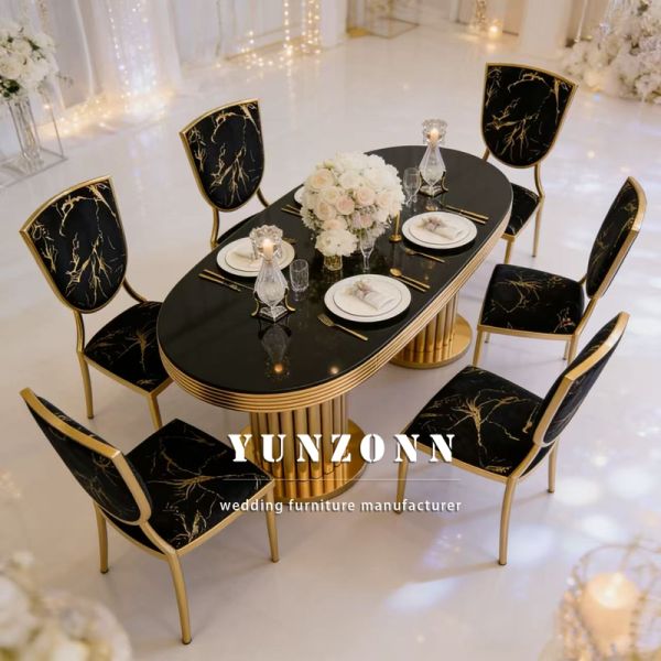 Modern Stainless Steel Rectangle Dining Table Chair Set for Hotels Weddings Outdoor Banquets & Events Furniture Rental