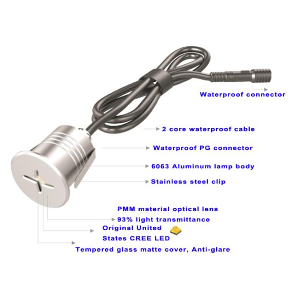 24В светодиодный крестовый звездный лампа 1W IP67 водонепроницаемая серебряная алюминий 45° напольное освещение 12в палубные светофоры