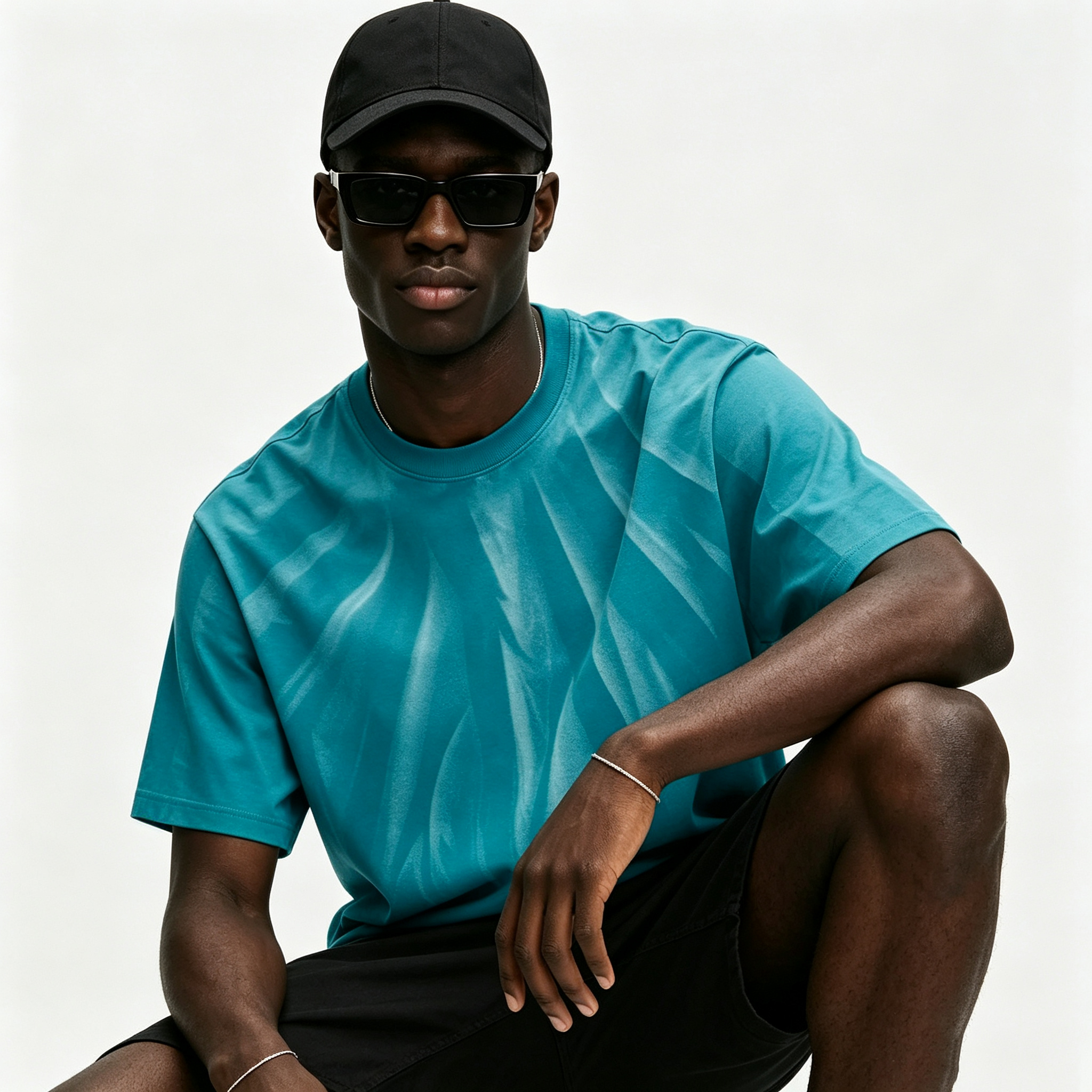 Men’s Gradient Spray Washed Cotton T-Shirt 250GSM Oversized Streetwear Casual Tee