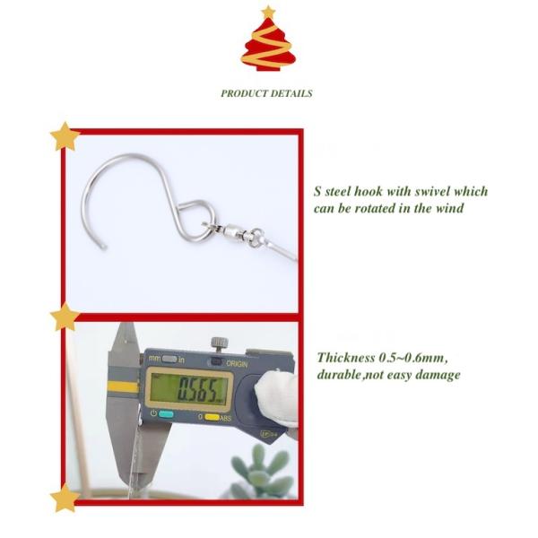 Carrilhões de vento de gerencio da árvore de Natal do girador 3D do vento do metal da largura 27cm