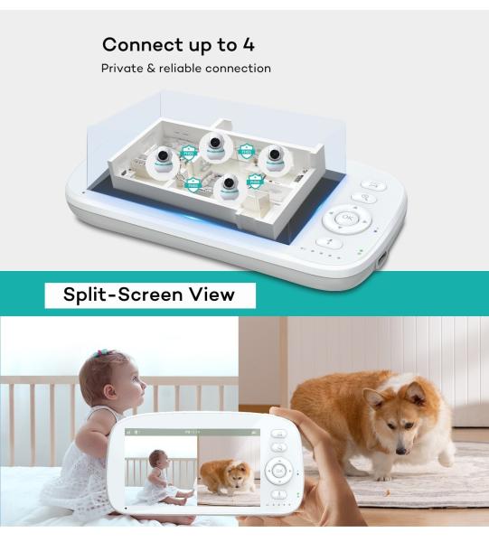 5 Inch Smart Baby Monitor with Pan-Tilt Night Vision and Two-Way Audio
