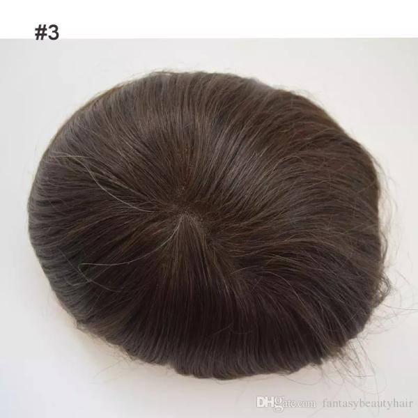 Brown Black Natural Custom Made Hair Units Hair Toupee For Men
