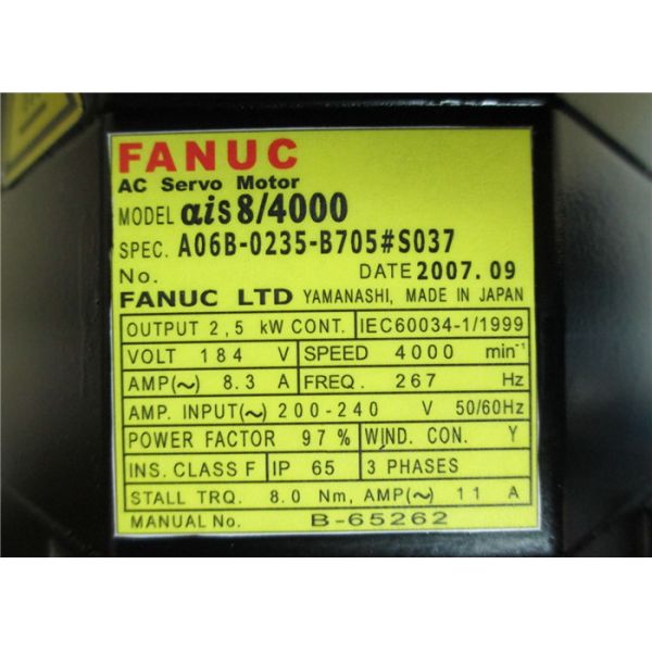 FANUC AC MOTOR AIS8/4000 AA64I BRAKE FANUC A06B-0235-B705