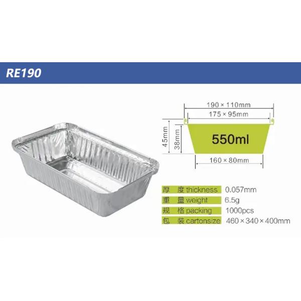 коробка упаковки Takeout еды пищевых контейнеров алюминиевой фольги 550ml алюминиевая устранимая с крышкой