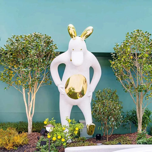 Cartoon White Rabbit Garden Animal Sculptures Indoor 135cm Height