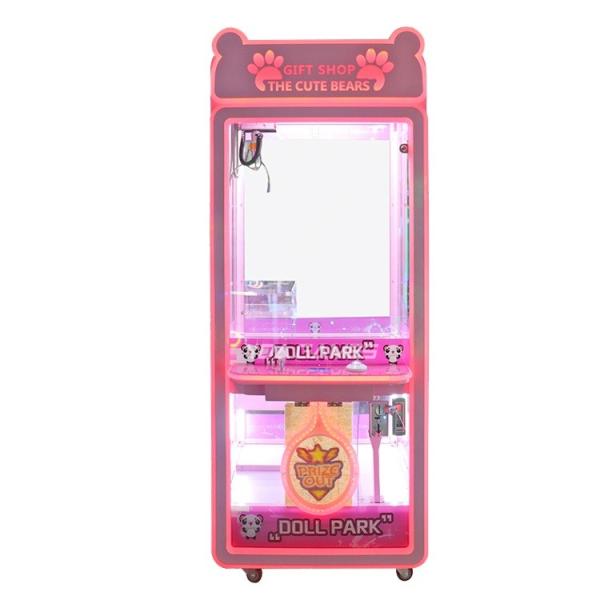 Máquina cor-de-rosa do guindaste do brinquedo do presente com metal/moderação do material de vidro