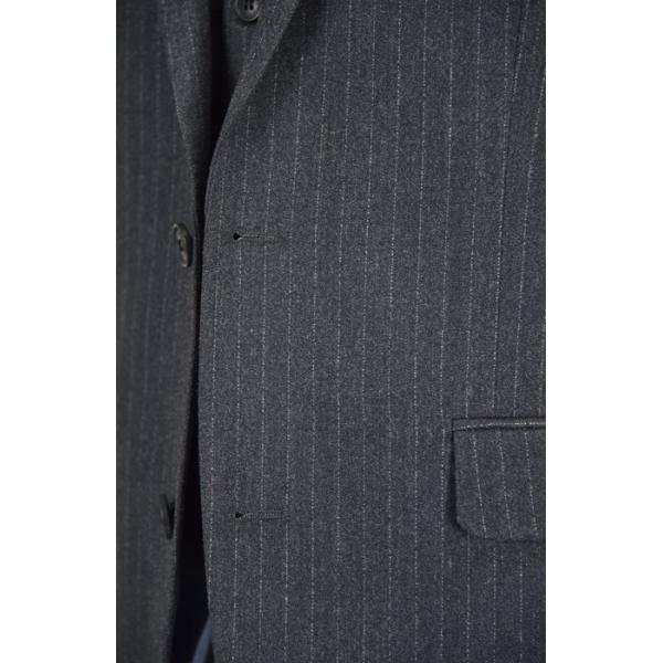 Classic Measure Mens Slim Fit Tailored 3 Pieces Suit Dark Grey Stripe Business Person