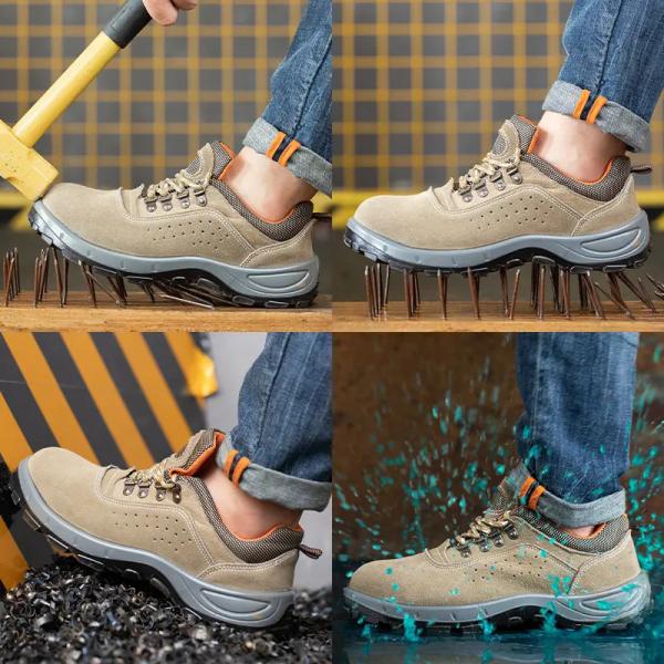 Yellow Lightweight Comfortable Safety Shoes / Comfortable Work Shoes Men with PU/PU Sole