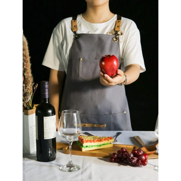 Grey Polyester Washable 60x80 Kitchen Cooking Apron
