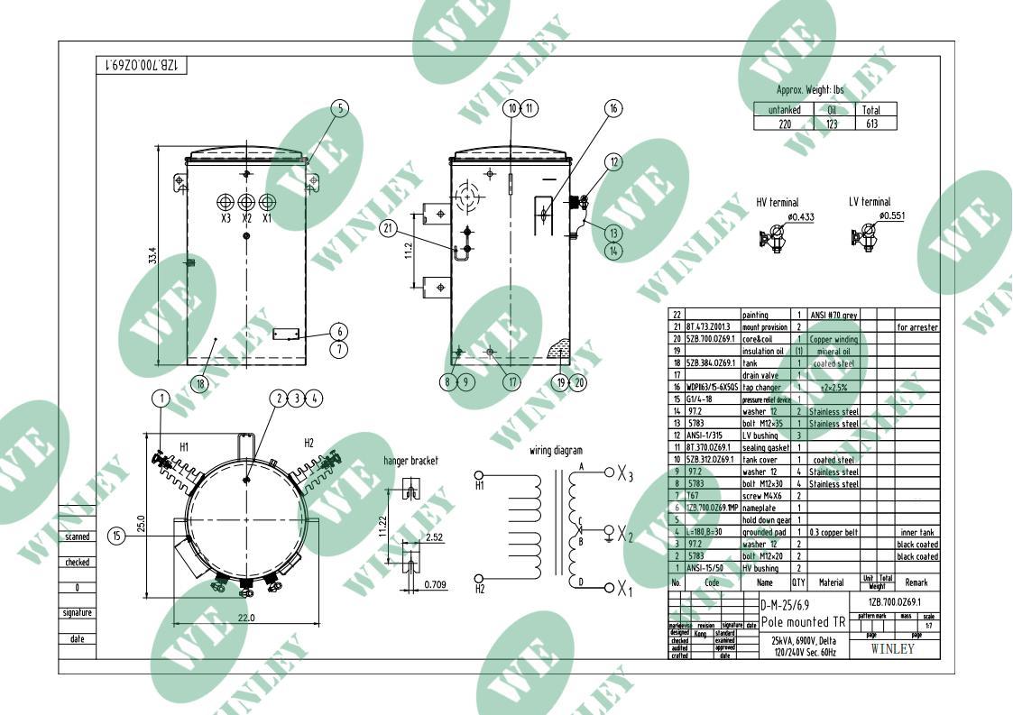 25kVA 4160Y/2400V Pole-Mounted Transformer for Oil Field Distribution