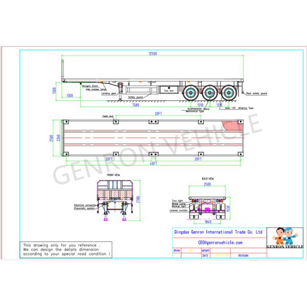 Durable Bulk Cargo Load Flatbed Semi Trailer For East Africa