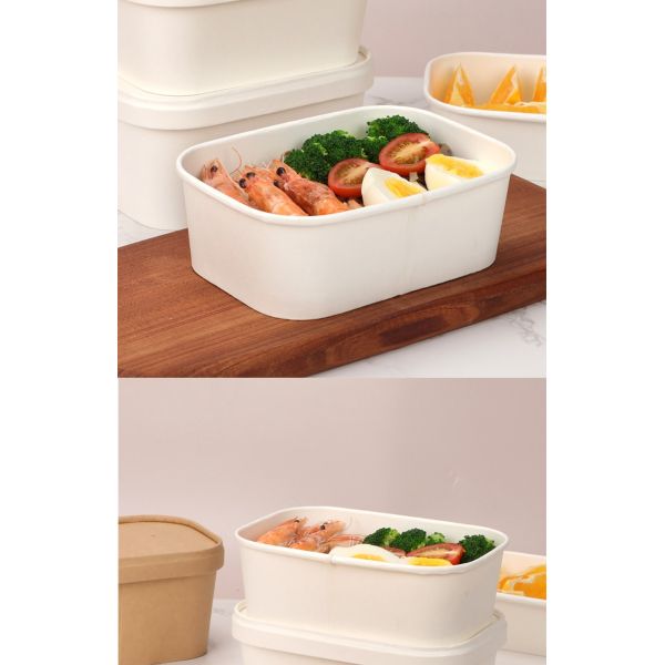 Custom Disposable Biodegradable Paper Bowl Heatable Kraft Waterproof Packaging Food Container Lunch Box